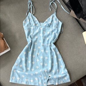 Polly Floral Blue Spaghetti Strap Dress - US 2